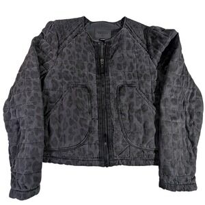 BLANKNYC Quilted Leopard Bomber‎ Jacket – Large Gray Black 42EJ5557